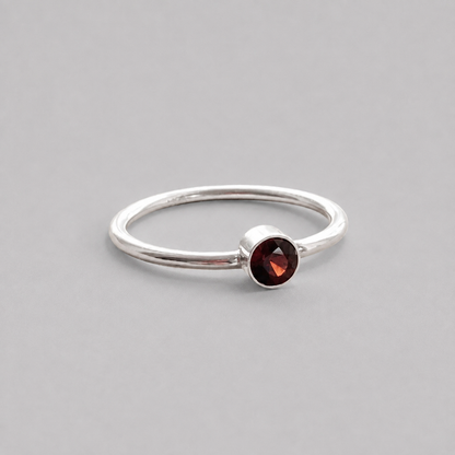 Handmade Garnet Sterling Silver Ring: January Birthstone