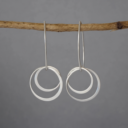 Two circles sterling silver earrings.