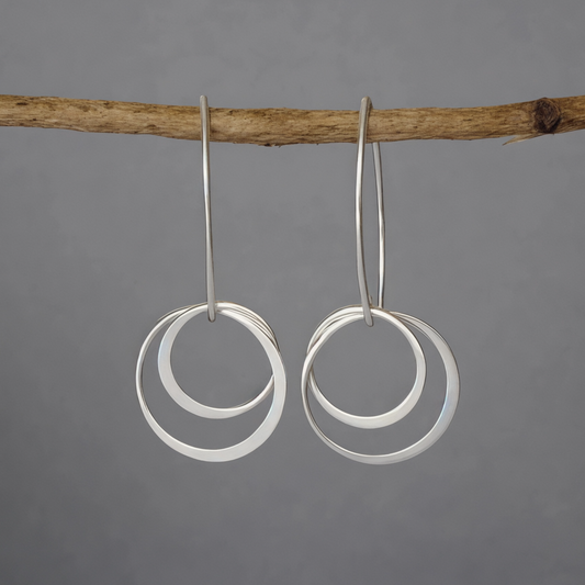 Two circles sterling silver earrings.