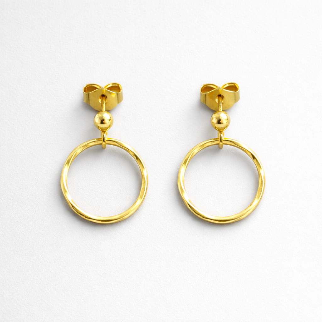 24k gold vermeil ball and circle stud earrings.