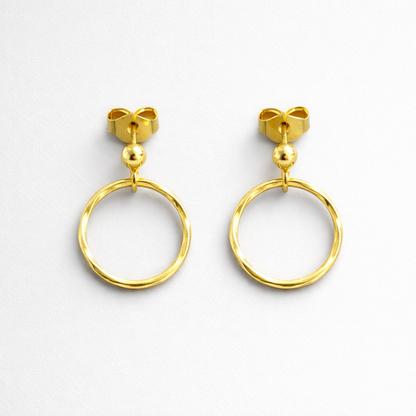 24k gold vermeil ball and circle stud earrings.