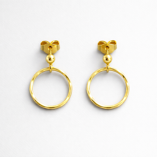 24k gold vermeil ball and circle stud earrings.