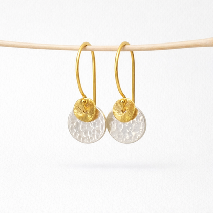 Two tone disc earrings