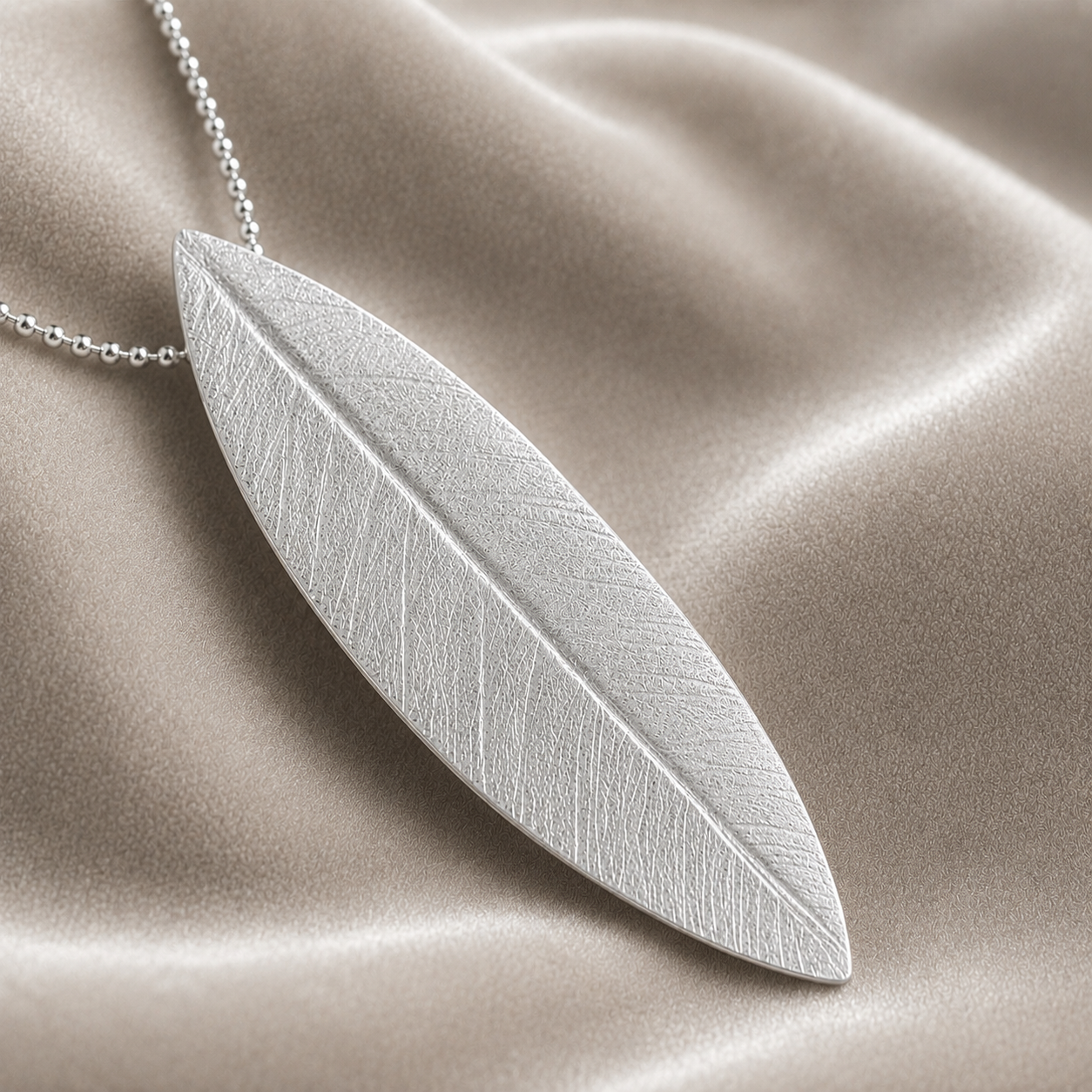 Sterling silver leaf necklace.