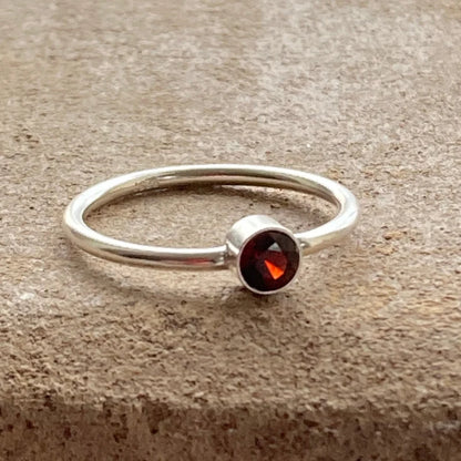 Handmade Garnet Sterling Silver Ring: January Birthstone