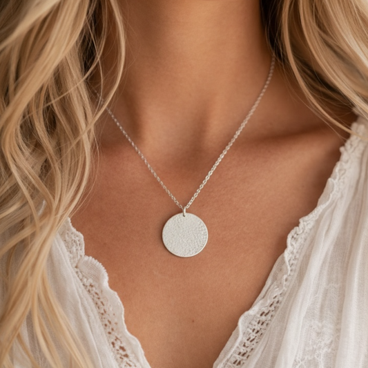 Hammered Sterling Silver Disc Necklace | Minimalist and Timeless