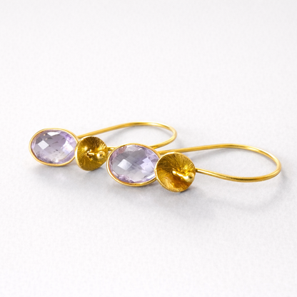 Amethyst February birthstone 24k gold vermeil earrings.