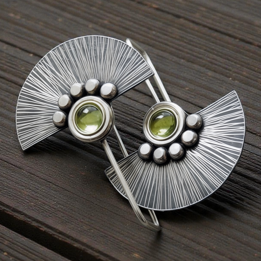 Peridot Sterling Silver Fan Earrings.