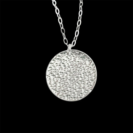 Hammered Sterling Silver Disc Necklace | Minimalist and Timeless