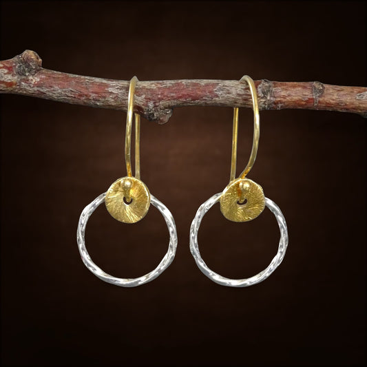 Sterling silver twisted circle earrings.