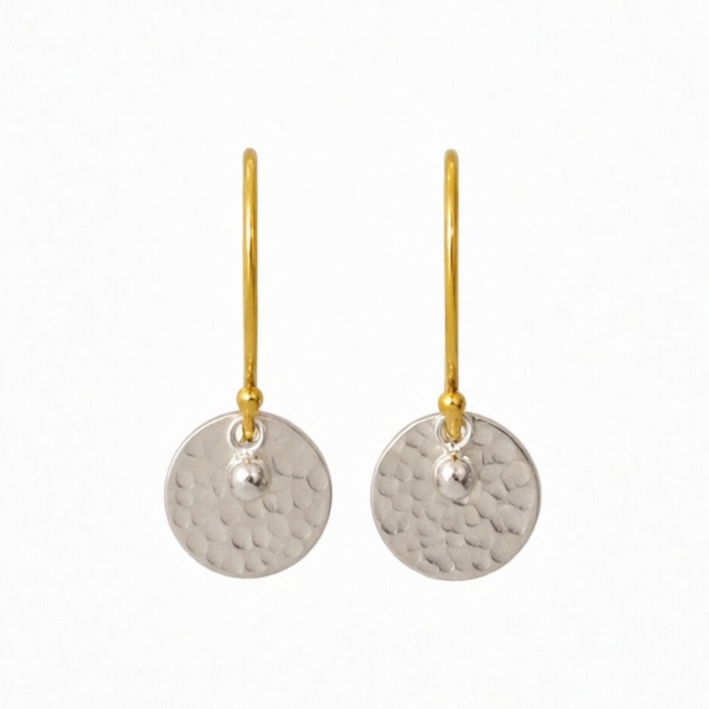 Gold vermeil, sterling silver disc and ball earrings.