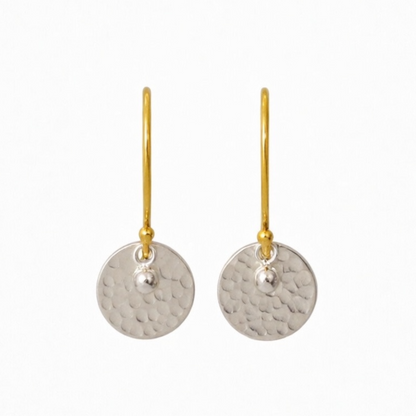 Gold vermeil, sterling silver disc and ball earrings.