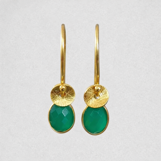 24k gold vermeil and green onyx earrings.