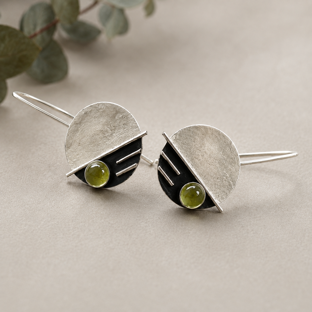 Peridot sterling silver earrings.