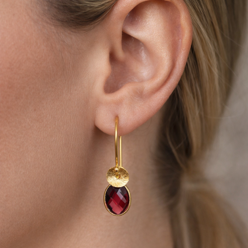 24k gold vermeil and garnet earrings.