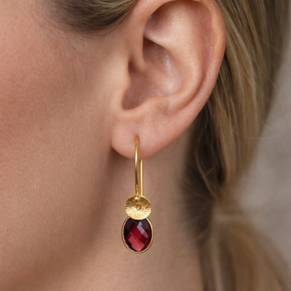 24k gold vermeil and garnet earrings.