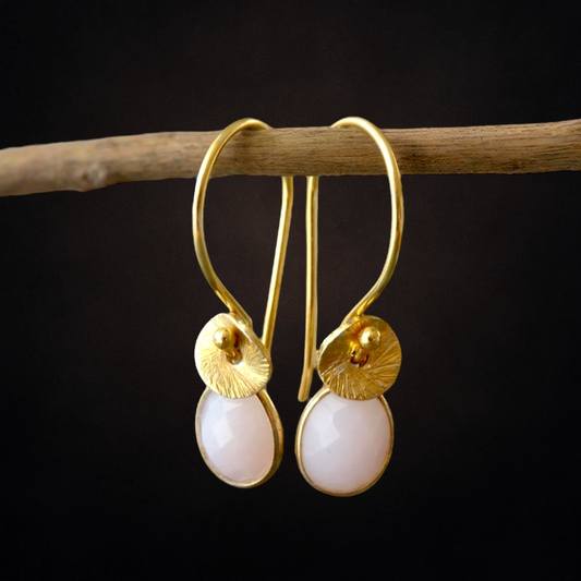 24k gold vermeil opal earrings. October birthstone earrings.