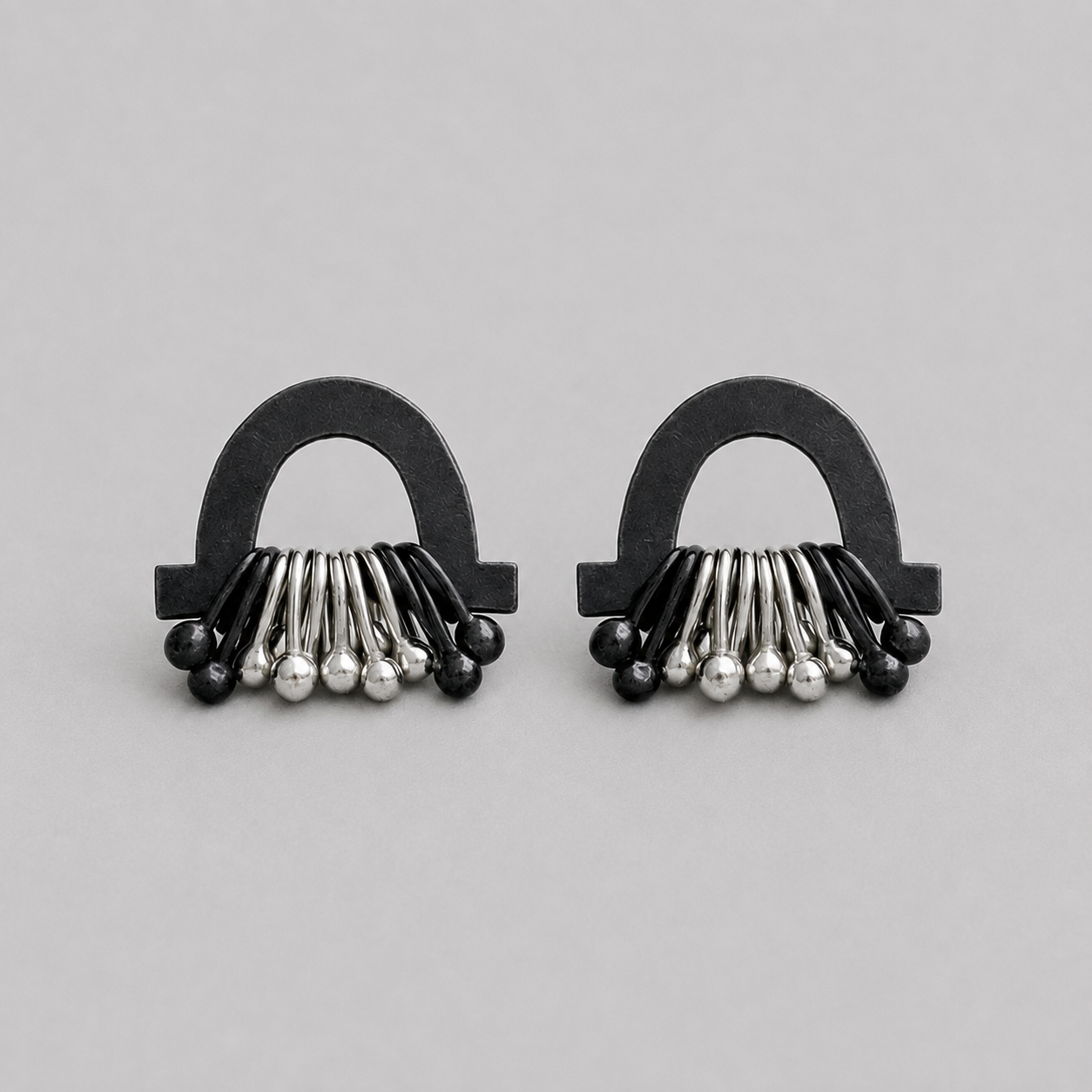 Sterling silver stud earrings. Oxidised silver.