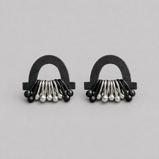 Sterling silver stud earrings. Oxidised silver.