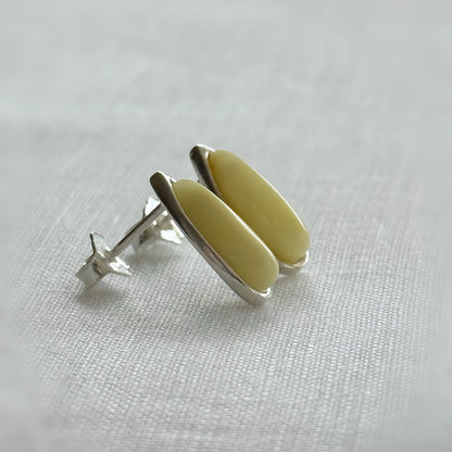 Baltic Yellow Amber and Sterling Silver Stud Earrings