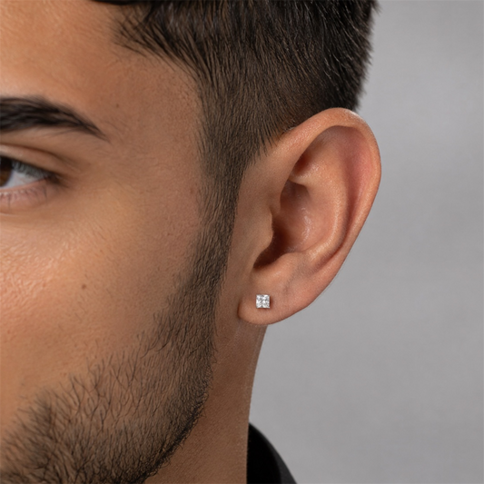 4mm Sterling Silver Square CZ Stud Earrings