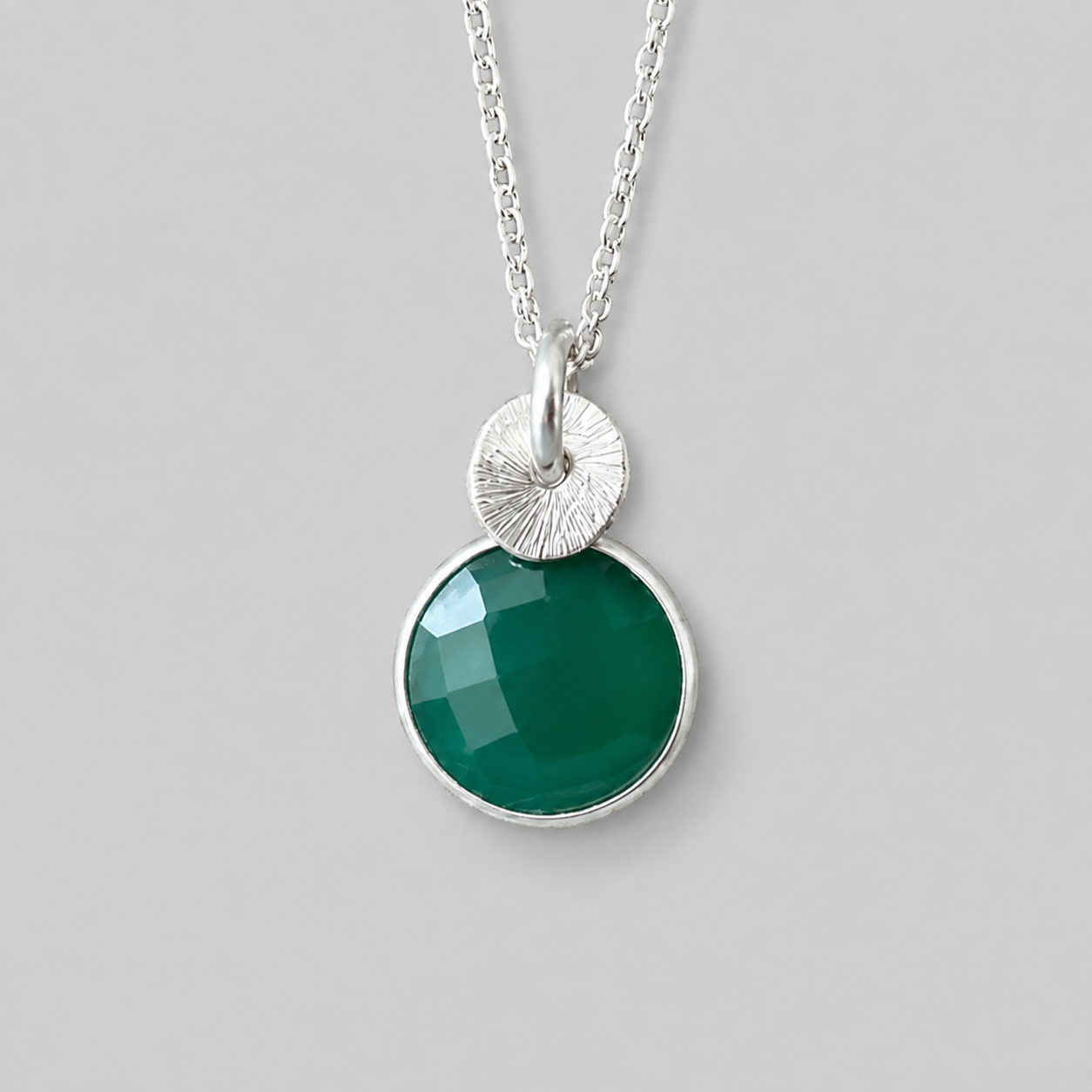 Green onyx sterling silver necklace