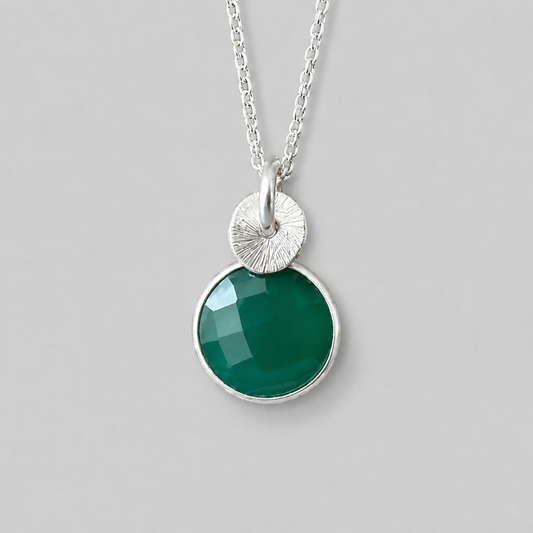 Green onyx sterling silver necklace