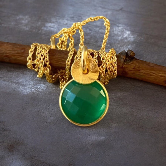 Green Onyx 24k Gold Vermeil Necklace