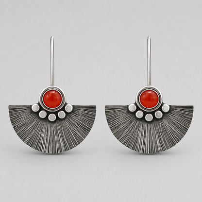 Carnelian sterling silver fan earrings.