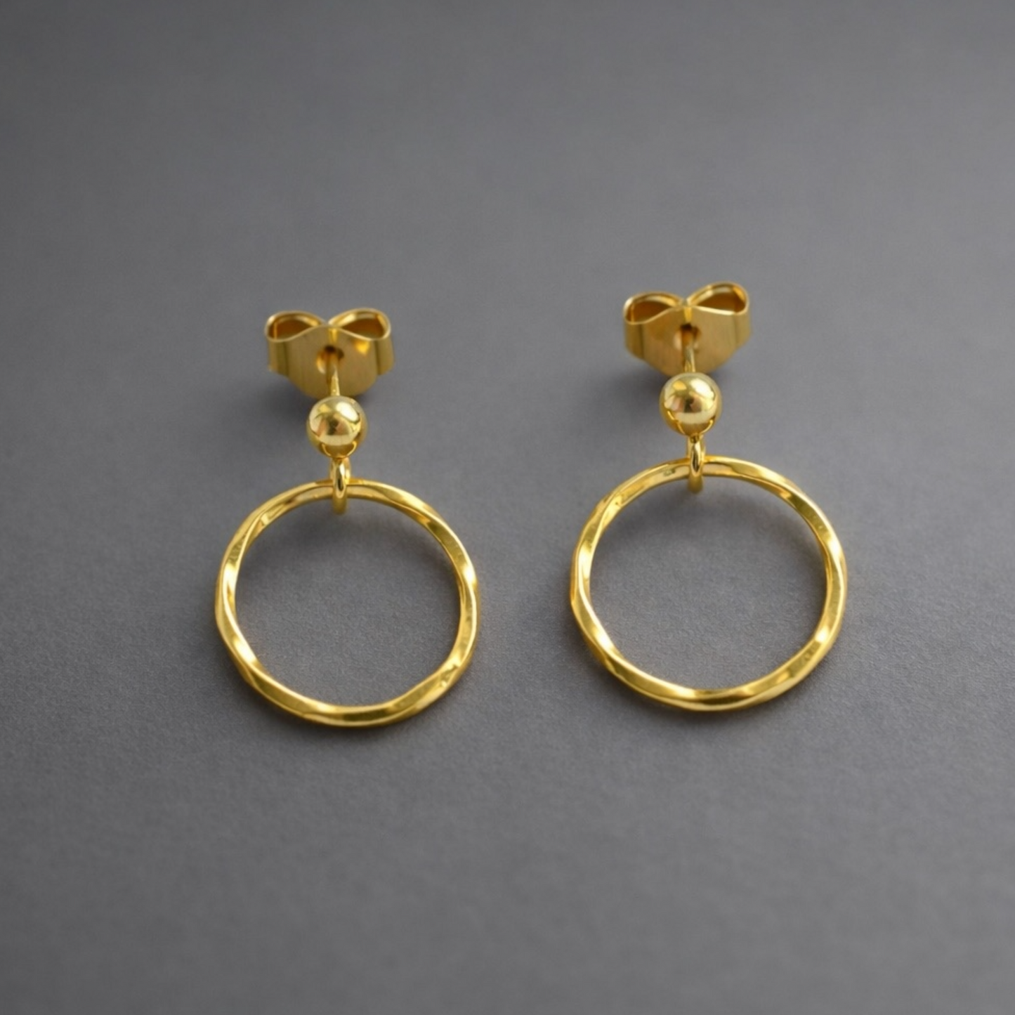24k gold vermeil ball and circle stud earrings.