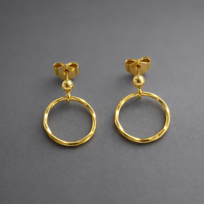 24k gold vermeil ball and circle stud earrings.