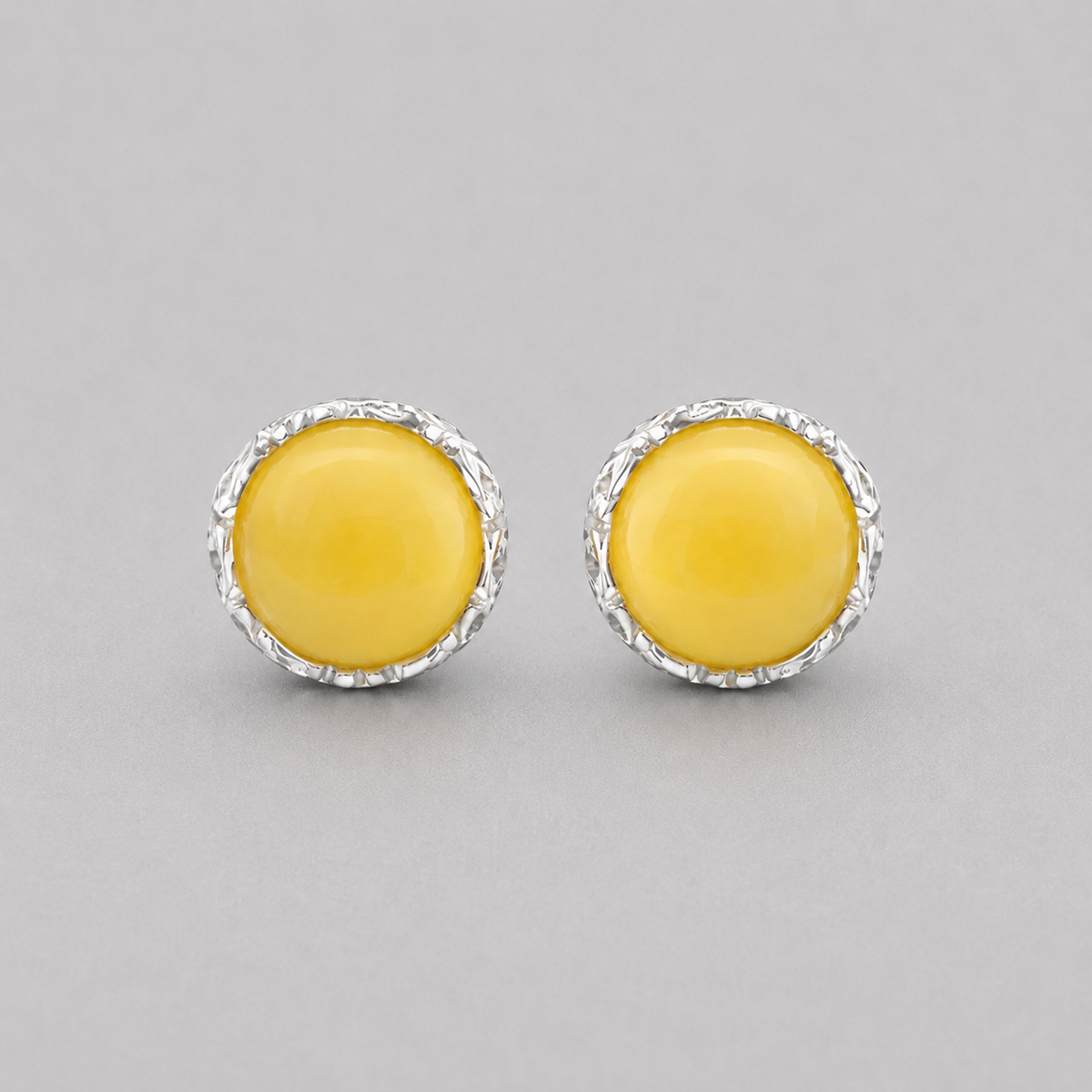 Honey Baltic Amber Stud Earrings in 925 Sterling Silver