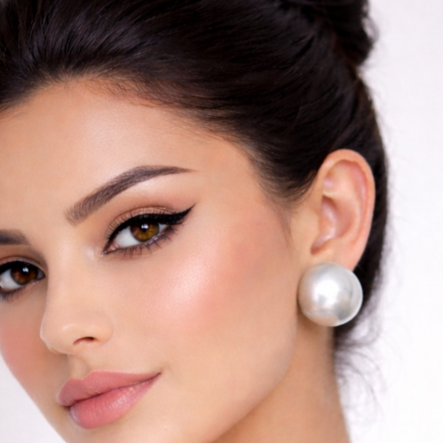 Large statement sterling silver bowl stud earrings.