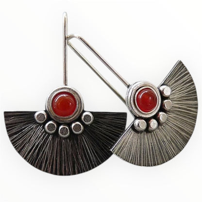 Carnelian sterling silver fan earrings.