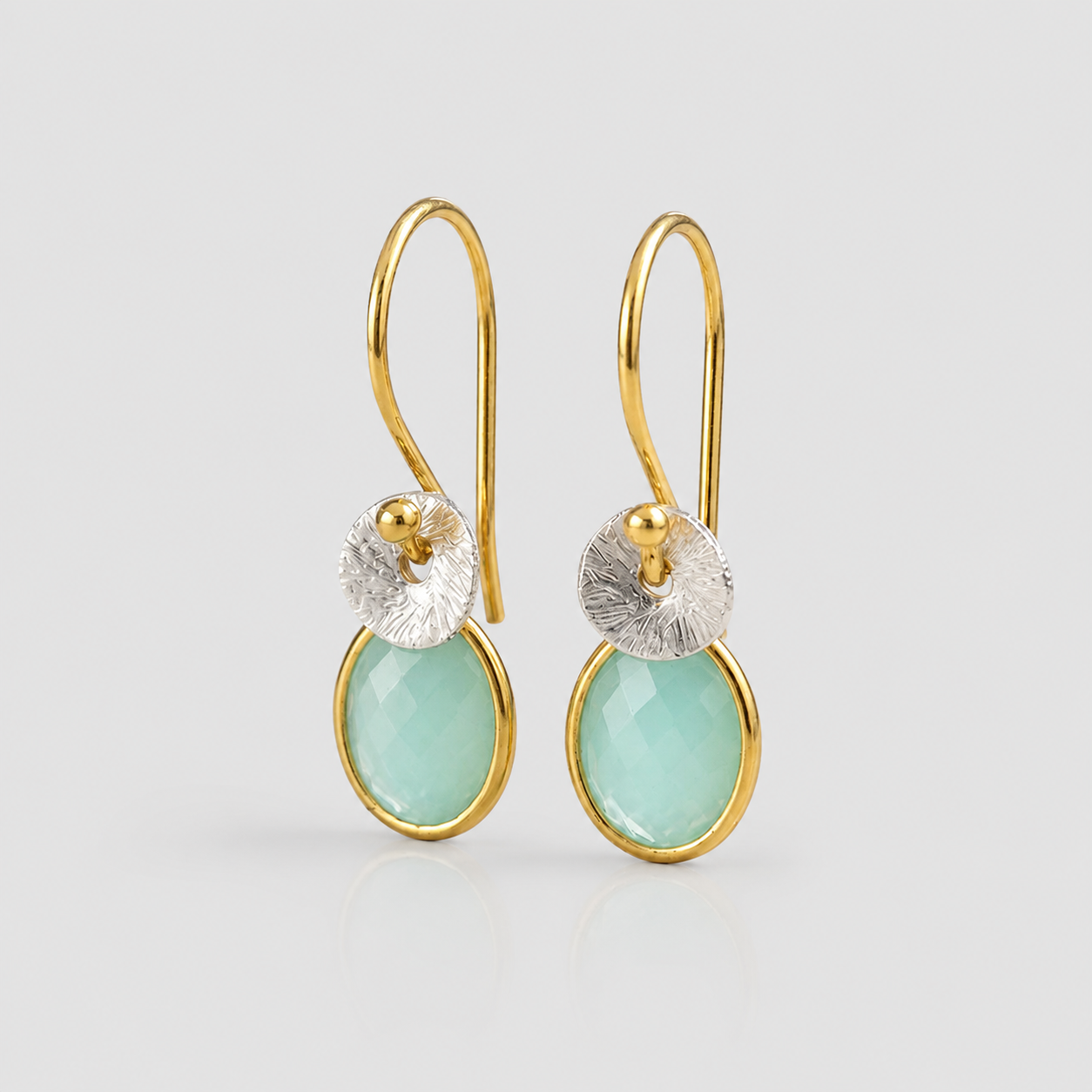 Two Tone Gold Vermeil & Sterling Silver Amazonite Earrings