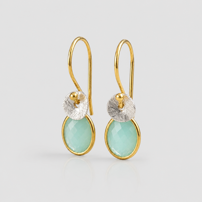 Two Tone Gold Vermeil & Sterling Silver Amazonite Earrings