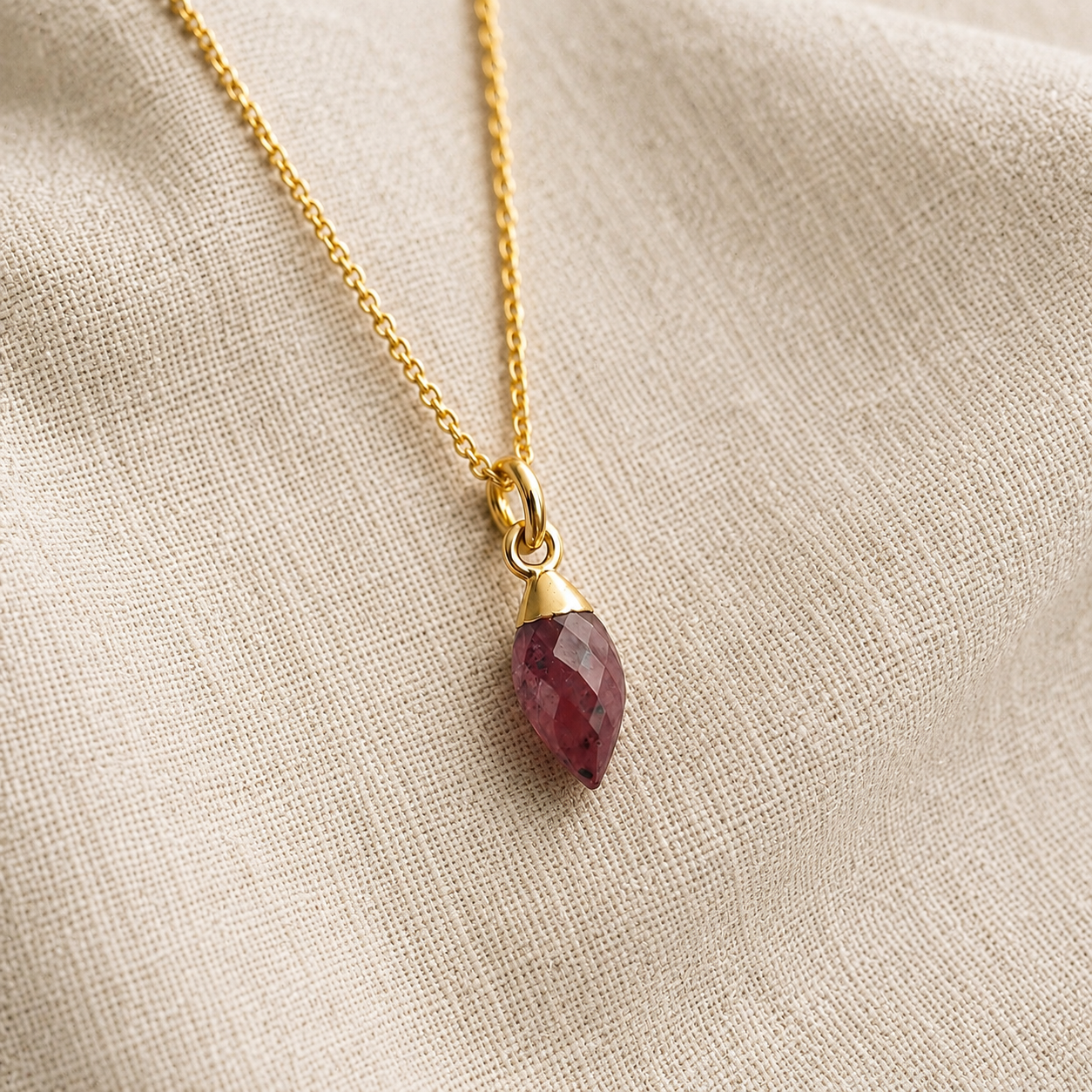 24k Gold Vermeil Ruby Necklace | July Birthstone Pendant