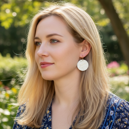 Large textured sterling silver earrings