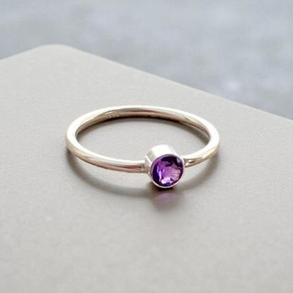 Handmade Sterling Silver Amethyst Ring: February Birthstone
