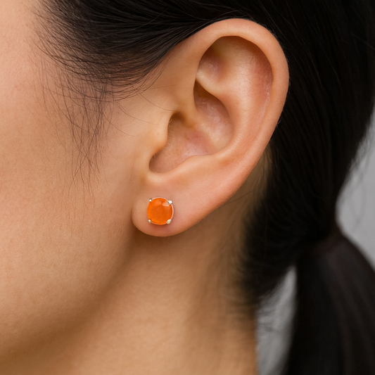 Carnelian sterling silver studs earrings