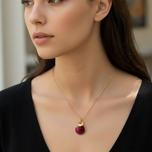 24k Gold Vermeil Ruby Necklace