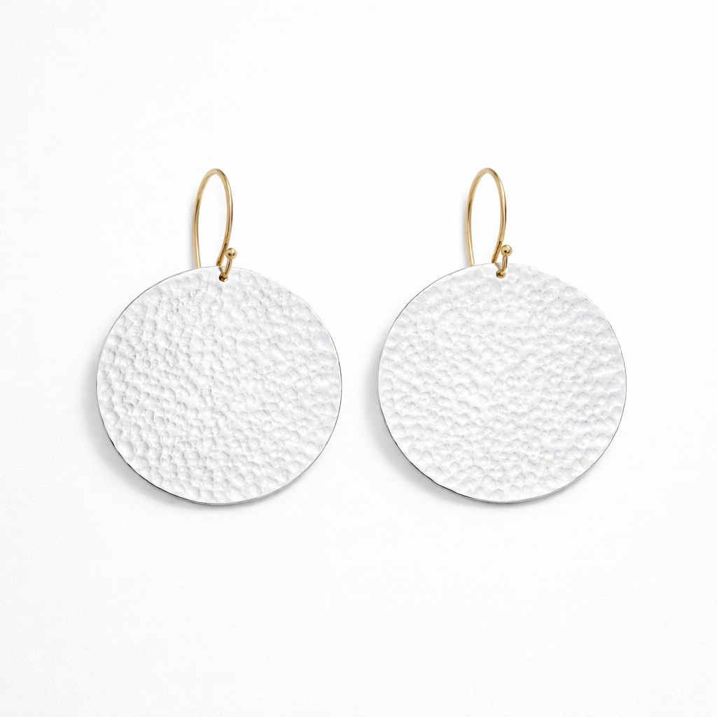 Large textured sterling silver earrings