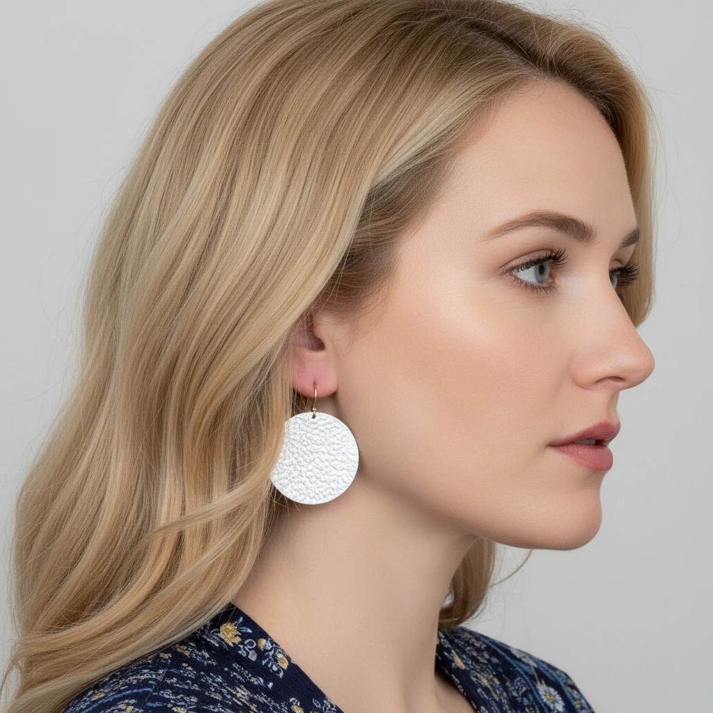 Large textured sterling silver earrings