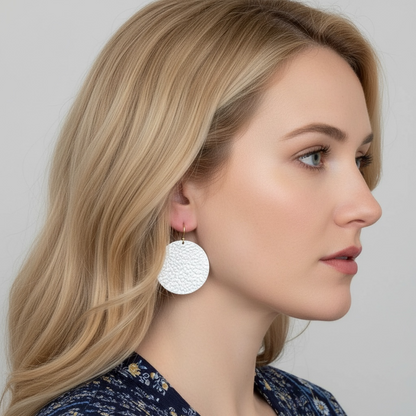 Large textured sterling silver earrings