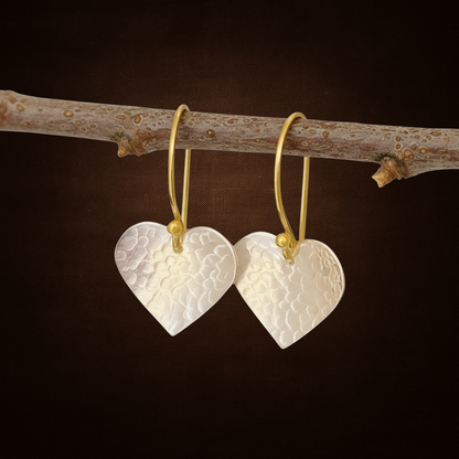 Two Tone Heart Dangle Earrings.