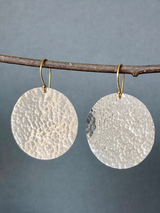 Large textured sterling silver earrings