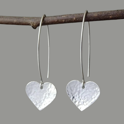 Sterling silver dangle heart earrings