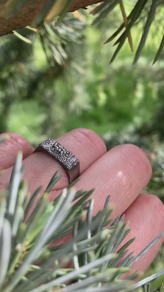 Sterling silver oxidised rustic ring. Made to order.