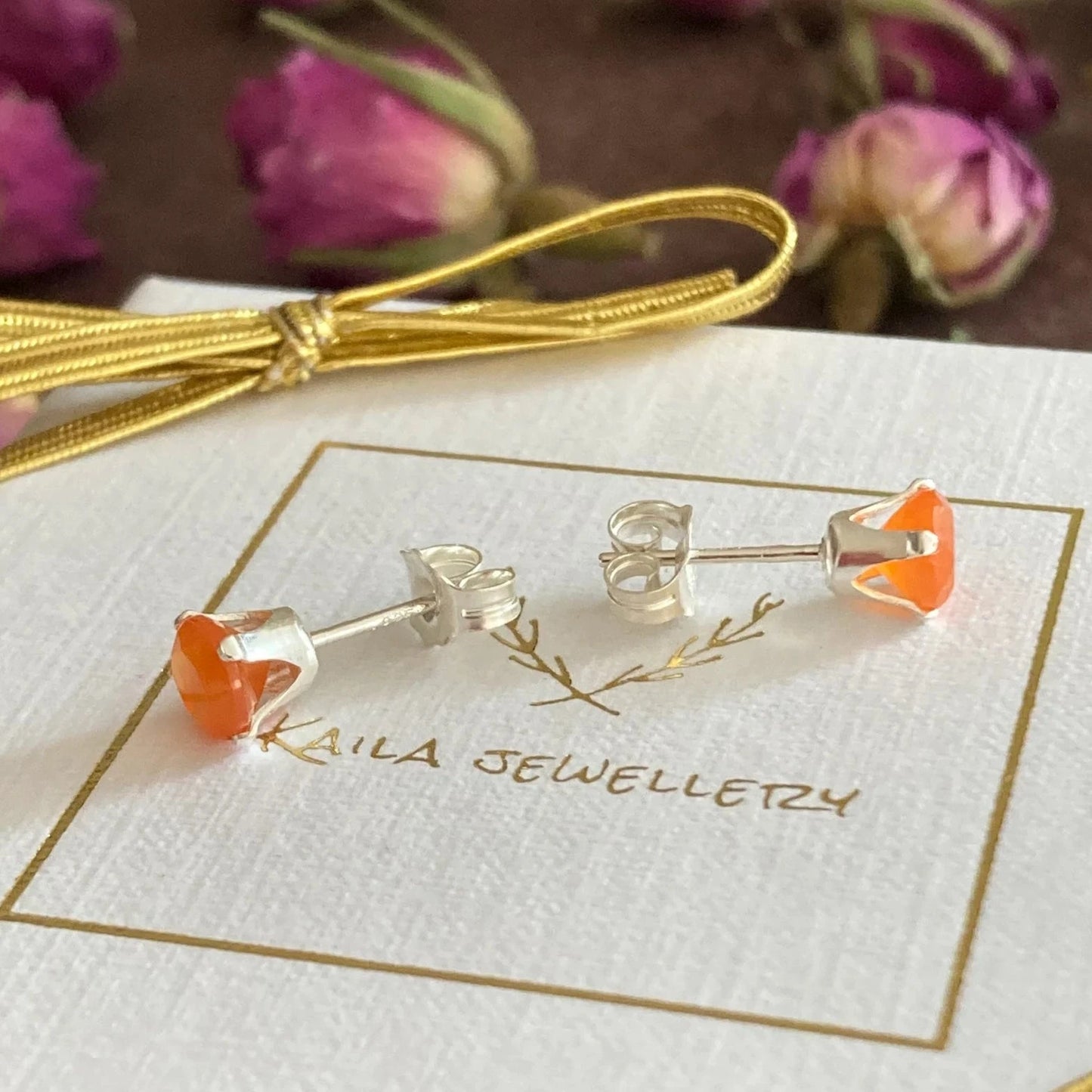 sterling silver carnelian stud earrings