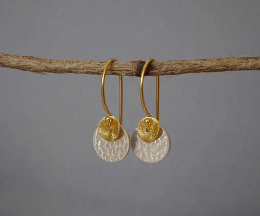 Two tone disc earrings